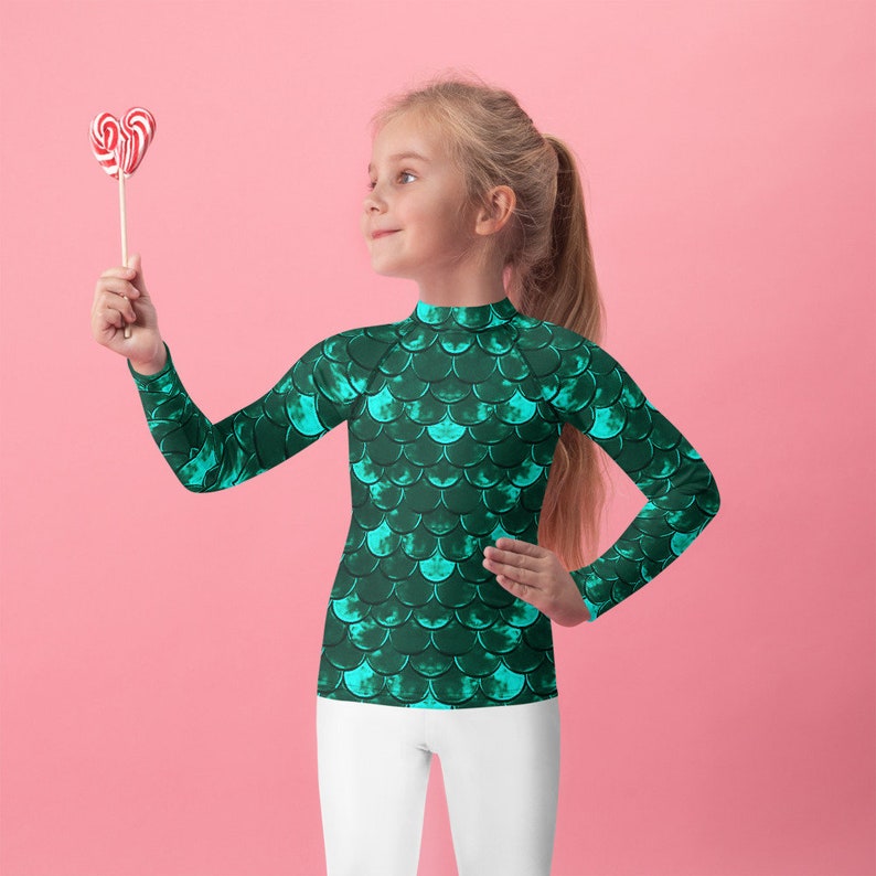 MERMAID RASH GUARD Athletic Swimwear Girls Rash Guard for Kids Etsy