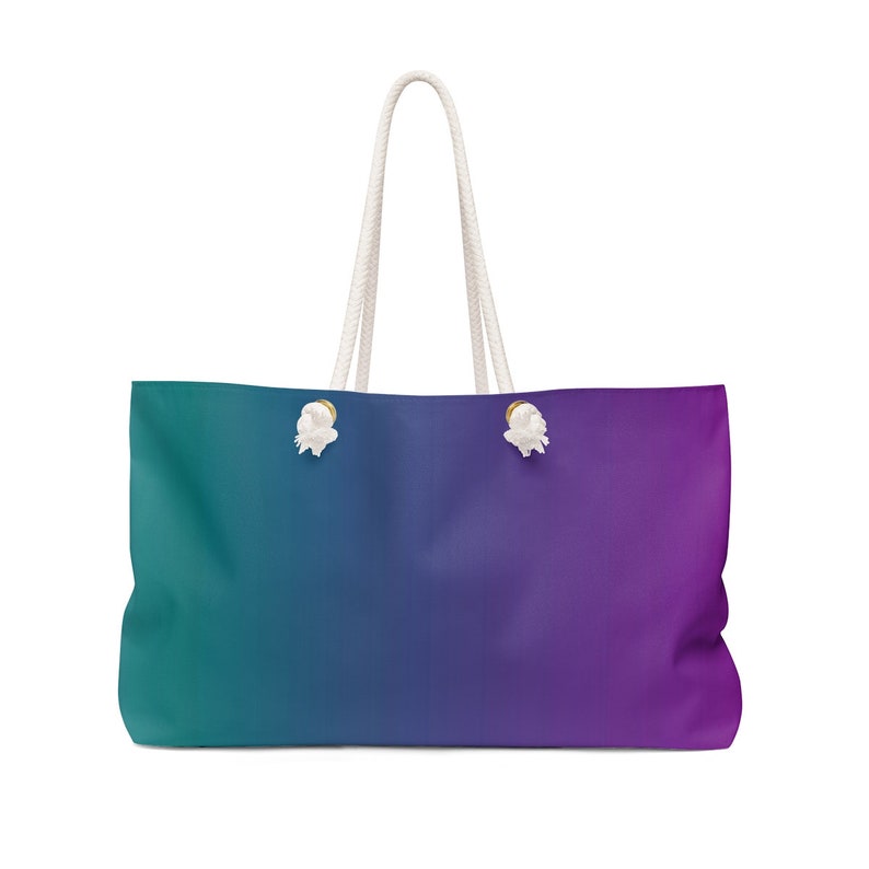 BEACH BAG Purple Ombre Tote Weekender Bag Teal Ombre Oversized Tote Bag Travel Bag Travel Tote Yoga Bag Gym Bag Gift for Her Summer Tote Bag