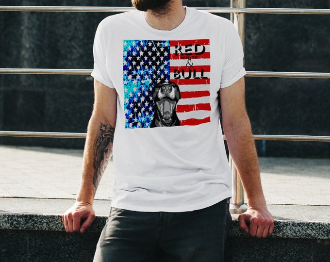 American Flag Pitbull Shirt UNISEX TSHIRT Pitbull Stars and Stripes American Flag Shirt for Men and Women Red White and BULL T-Shirt Shirts