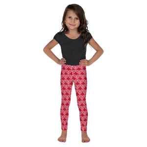 Red Heart Leggings: Valentine&#39;s Day Kids Tights