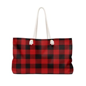 Buffalo Plaid Tote Bag Red Plaid Tote Bag Yoga Bag Custom Canvas Tote Bag Country Decor Etsy