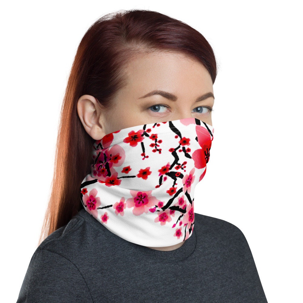 Face Mask Neck Gaiter Cherry Blossom Flower Floral Print