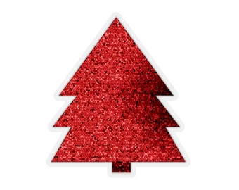 RED CHRISTMAS TREE Kiss-Cut Stickers Transparent Christmas Tree Sticker