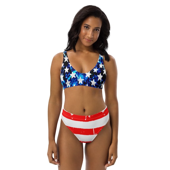 parachute Varken Samengroeiing AMERIKAANSE Vlag BIKINI USA Bikini Rood Wit en Blauw High - Etsy België