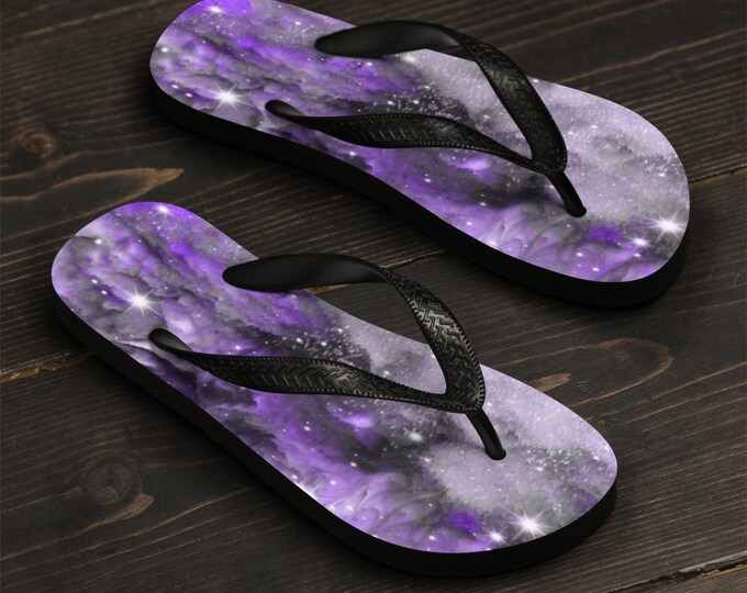 GALAXY Flip Flops THONG SANDALS Cosmic Galaxy Flip-Flops Unisex Flip-Flops Slippers Beach Accessories Rave Flip Flops Festival Flip Flops