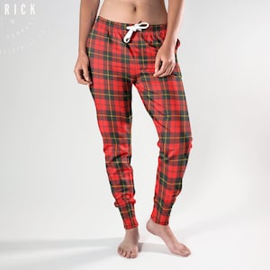 Red TARTAN PLAID JOGGERS For Men Or Women Unisex Adult Clothing Christmas Joggers Sweat Pants Men&#39;s Joggers Matching Christmas Pajama Pants