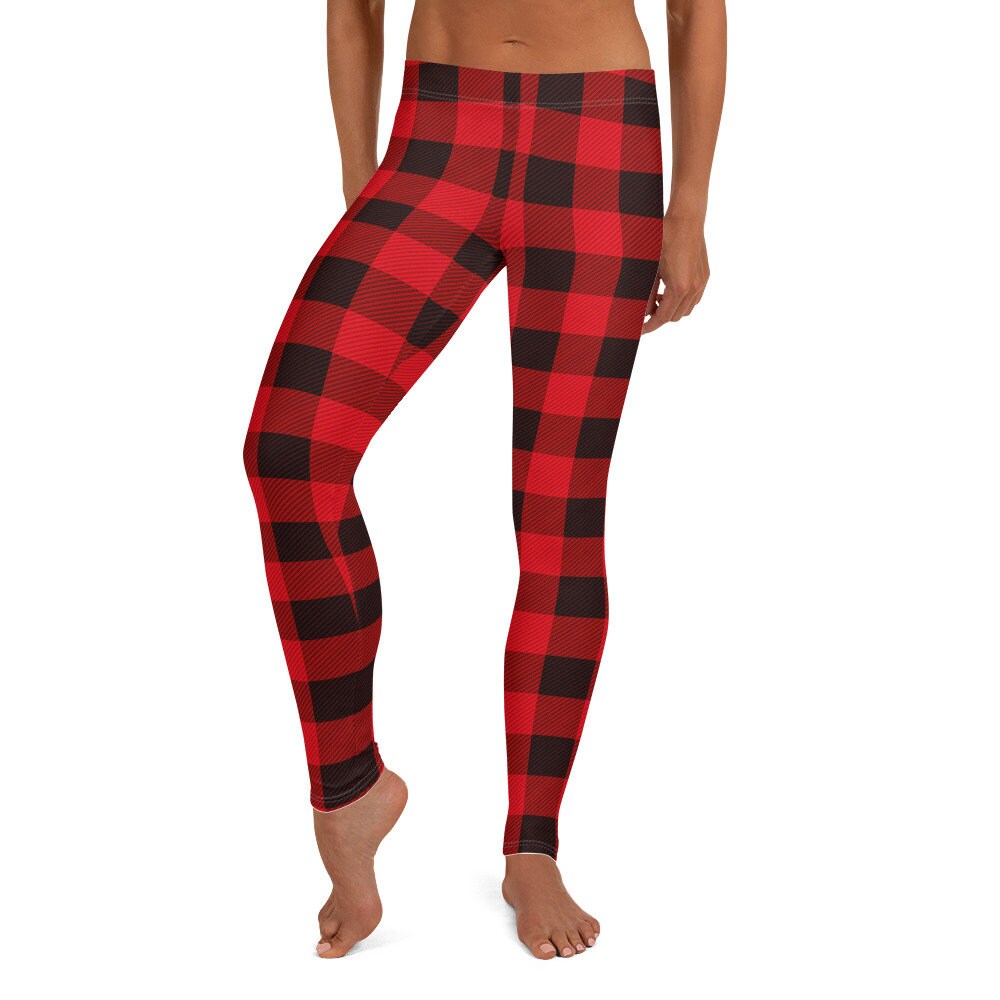 RED BUFFALO PLAID Leggings for Women Yoga Pants Womens Yoga Leggings ...