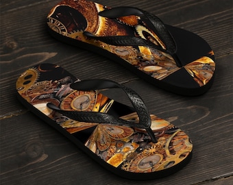 STEAM PUNK Flip Flops SANDALS Unisex Flip-Flops Steampunk Clothing Futuristic Post Apocalypse Clothing Fashion Footwear Beach Wear Gift idea