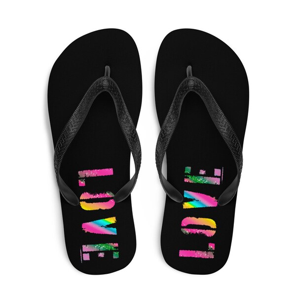 LOVE FLIP FLOPS Femmes ou Hommes Unisexe Tongs Rainbow Ombre Love Flip Flops String Sandales Beachwear Accessoires Chaussures Chaussures Femmes