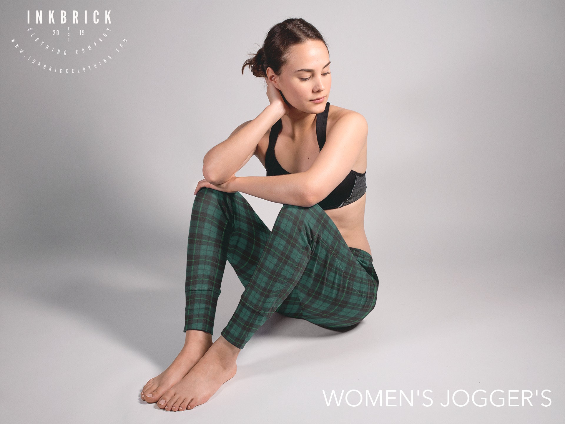 Green TARTAN PLAID JOGGERS Mens Womens Joggers Christmas Pajama