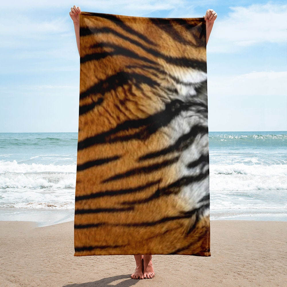 Tiger Face Printed Beach Bath Towel 