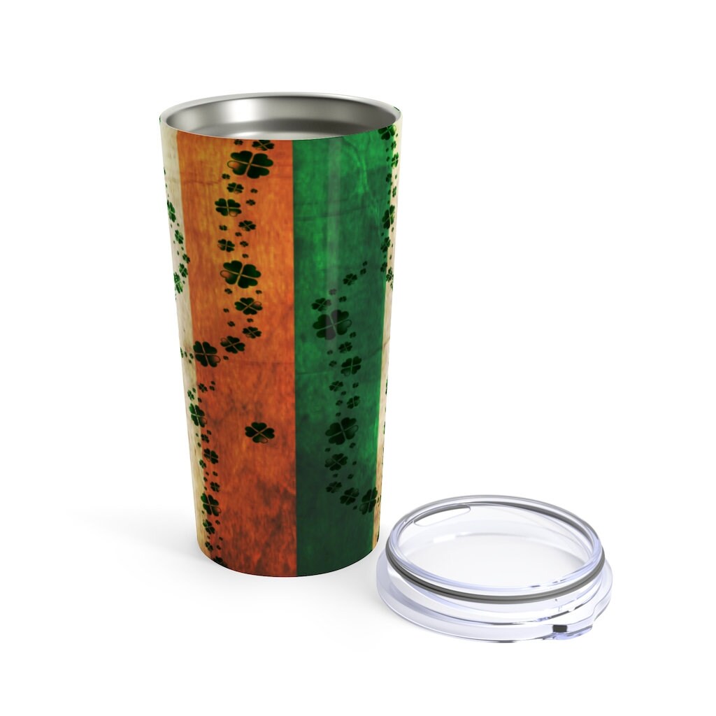 4 Leaf Clover, Four Leaf Clover, Green & Black Buffalo Plaid Zipper 20oz  Stainless Steel Tumbler With Slider Lid and Straw, St. Patricks Day 