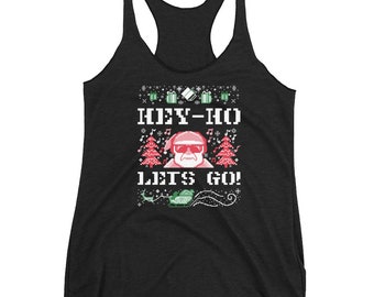 FUNNY CHRISTMAS TANK Top Women's Racerback Tank Vintage Santa Tank Top for Christmas Holiday Tank Top Christmas Top for Women Funny Yoga Top