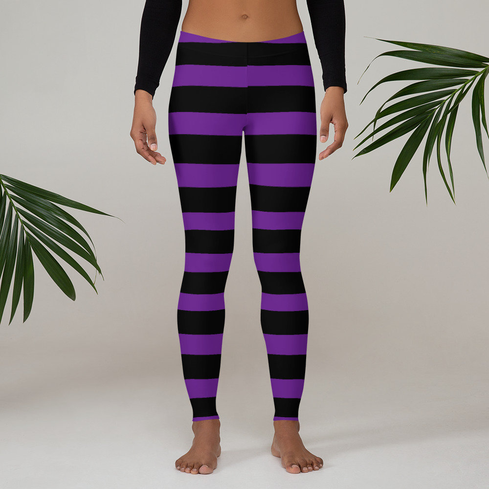 HALLOWEEN WITCH LEGGINGS Womens Costume Leggings Striped Witch Leggings