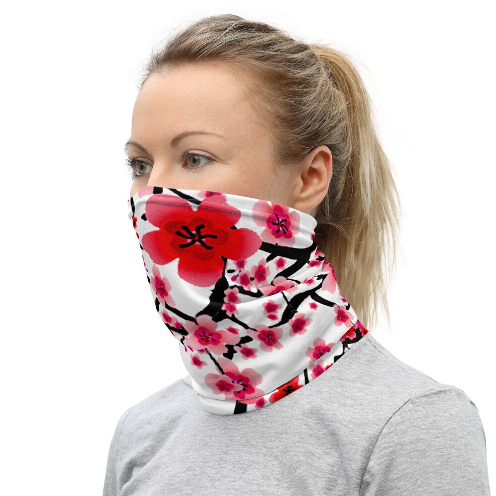 Face Mask Neck Gaiter Cherry Blossom Flower Floral Print