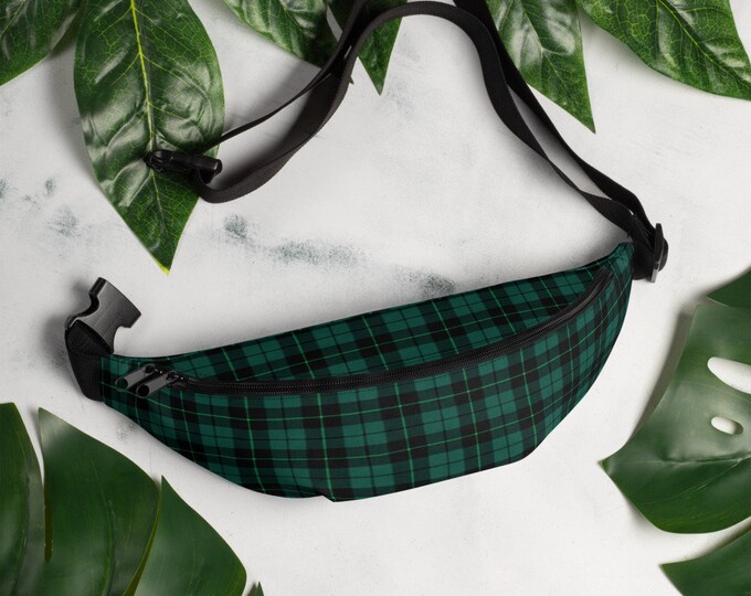 Green Tartan PLAID FANNY PACK - Hip Bag - Waist Bag - Bum Bag - Unisex Adult Fanny Pack - Festival Accessories - Festival Bag - 90's Fashion