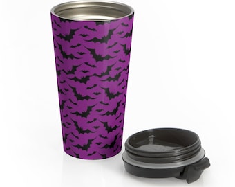 Bat Travel Mug: Insulated Stainless Steel, Hot & Cold Drinks
