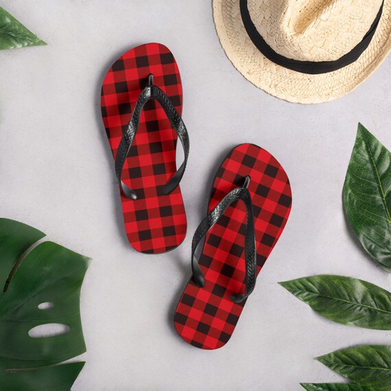 plaid flip flops