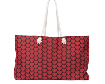 VALENTINES TOTE BAG Red Heart Weekender Tote Bag Heart Tote Weekender Bag Oversized Travel Tote Pool Bag Beach Bag Gym Bag Yoga Bag Baby Bag