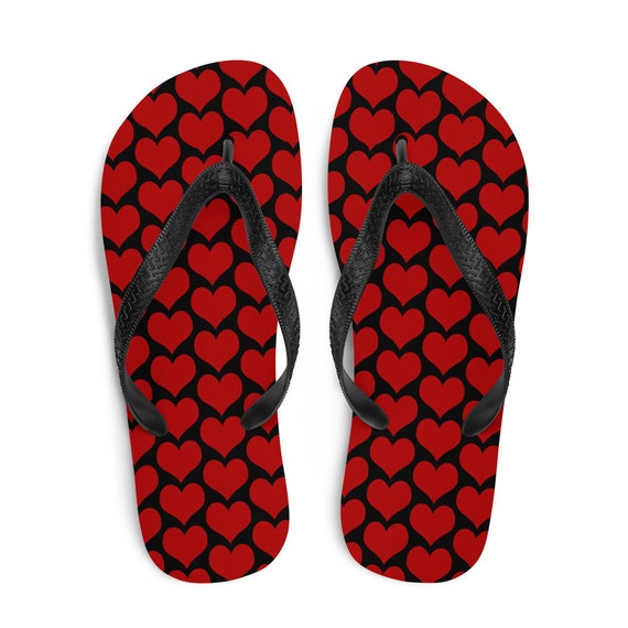 Dia de San Valentin HEART Chanclas Negro y Rojo Corazon Estampado Tanga FLIP FLOPS Sandalias Mujer Ropa de Playa Calzado para Hombre o Mujer Zapatos Unisex Etsy Mexico