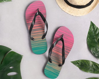 Rainbow Ombre Flip-Flops, Colorful Beach Sandals