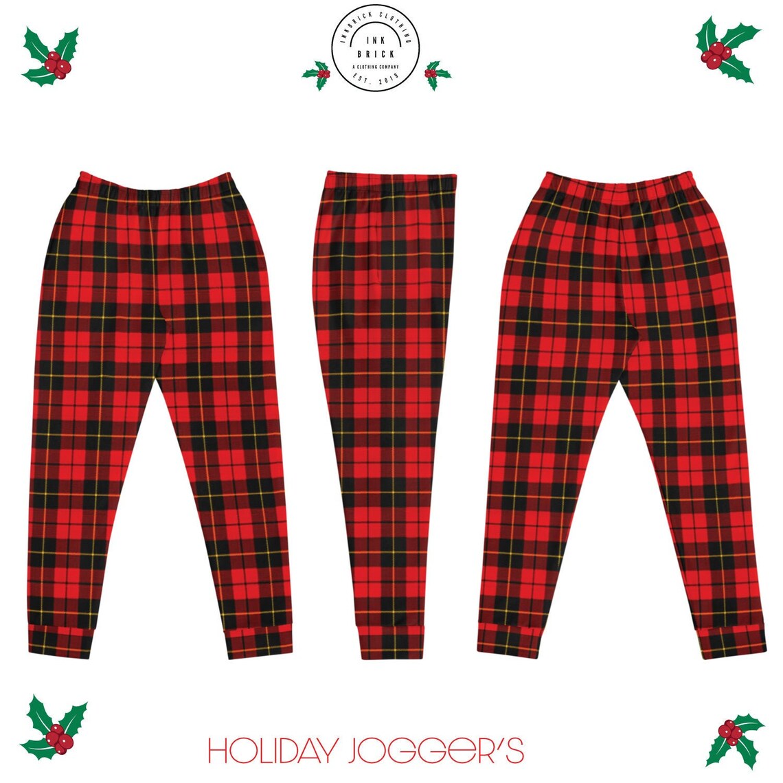 Pink Teal Plaid Tartan Women's Joggers