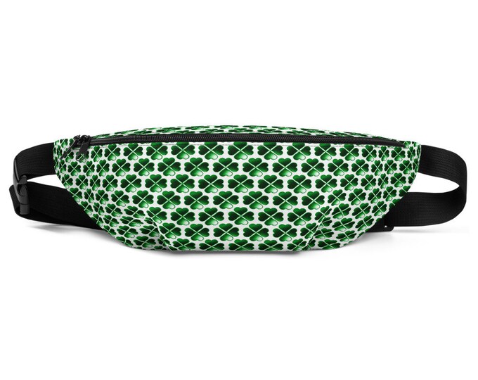 CLOVER FANNY PACK Shamrock Fanny Pack Saint Patricks Day Accessories Bum Bag Green and White Four Leaf Clover Waist Bag Fanny Pack Unisex