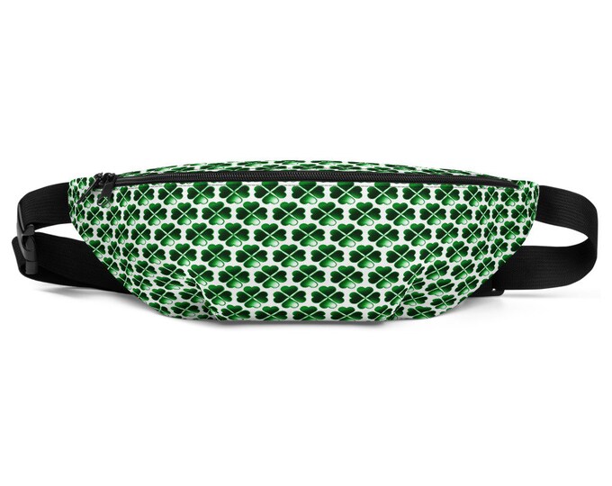 CLOVER FANNY PACK Shamrock Fanny Pack Saint Patricks Day Accessories Bum Bag Green and White Four Leaf Clover Waist Bag Fanny Pack Unisex