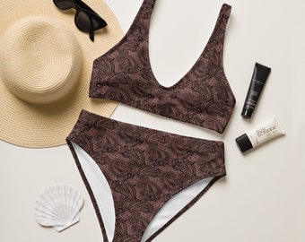 Lace Print High Waisted Bikini: Two Piece Swimsuit