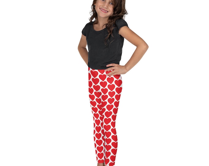 VALENTINES HEART LEGGINGS Red Heart Leggings Girls Leggings Baby Leggings Toddler Leggings Kid's Leggings Youth Leggings Pre-Teen Leggings
