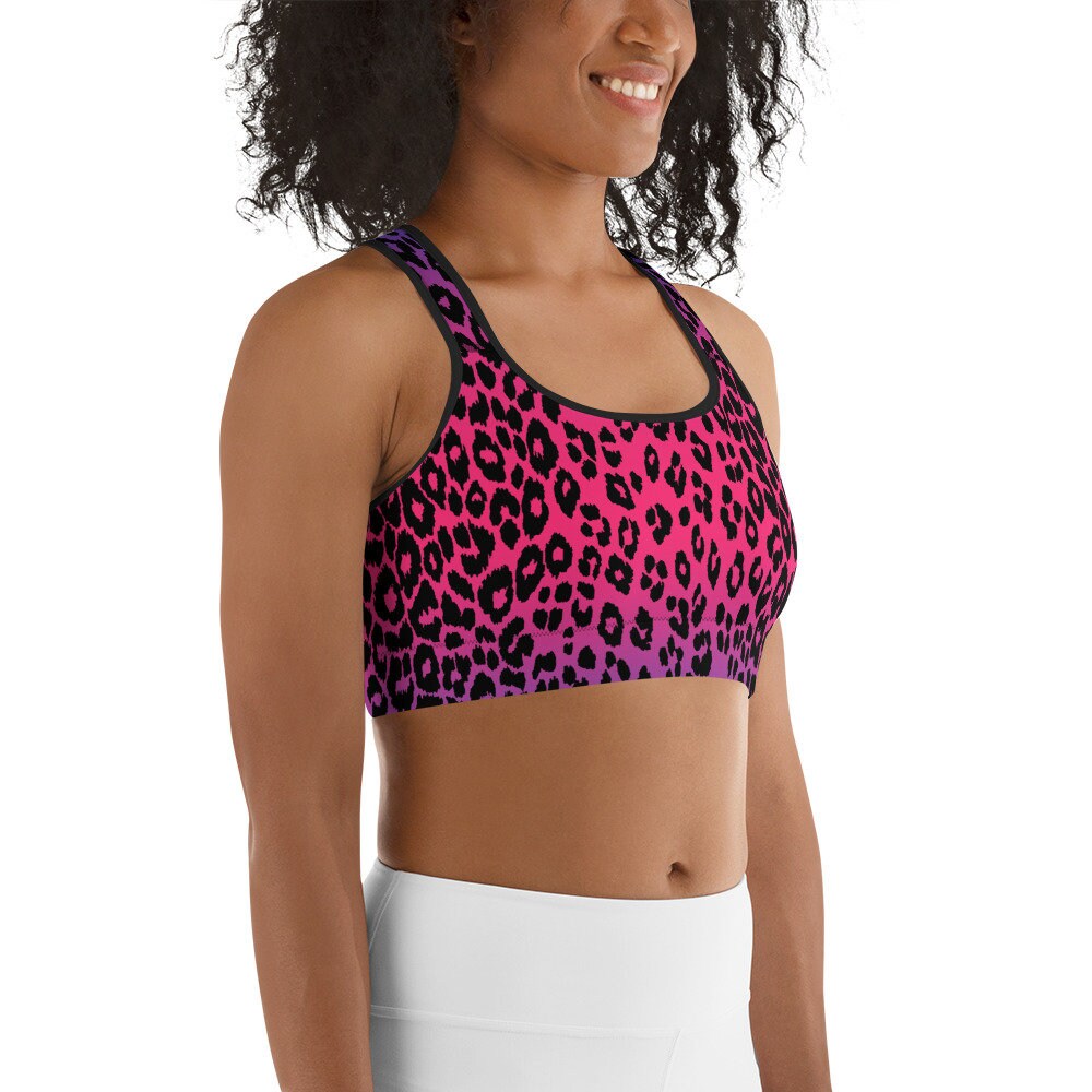 CHEETAH Print SPORTS BRA Womens Sports Bra Pink and Purple Animal