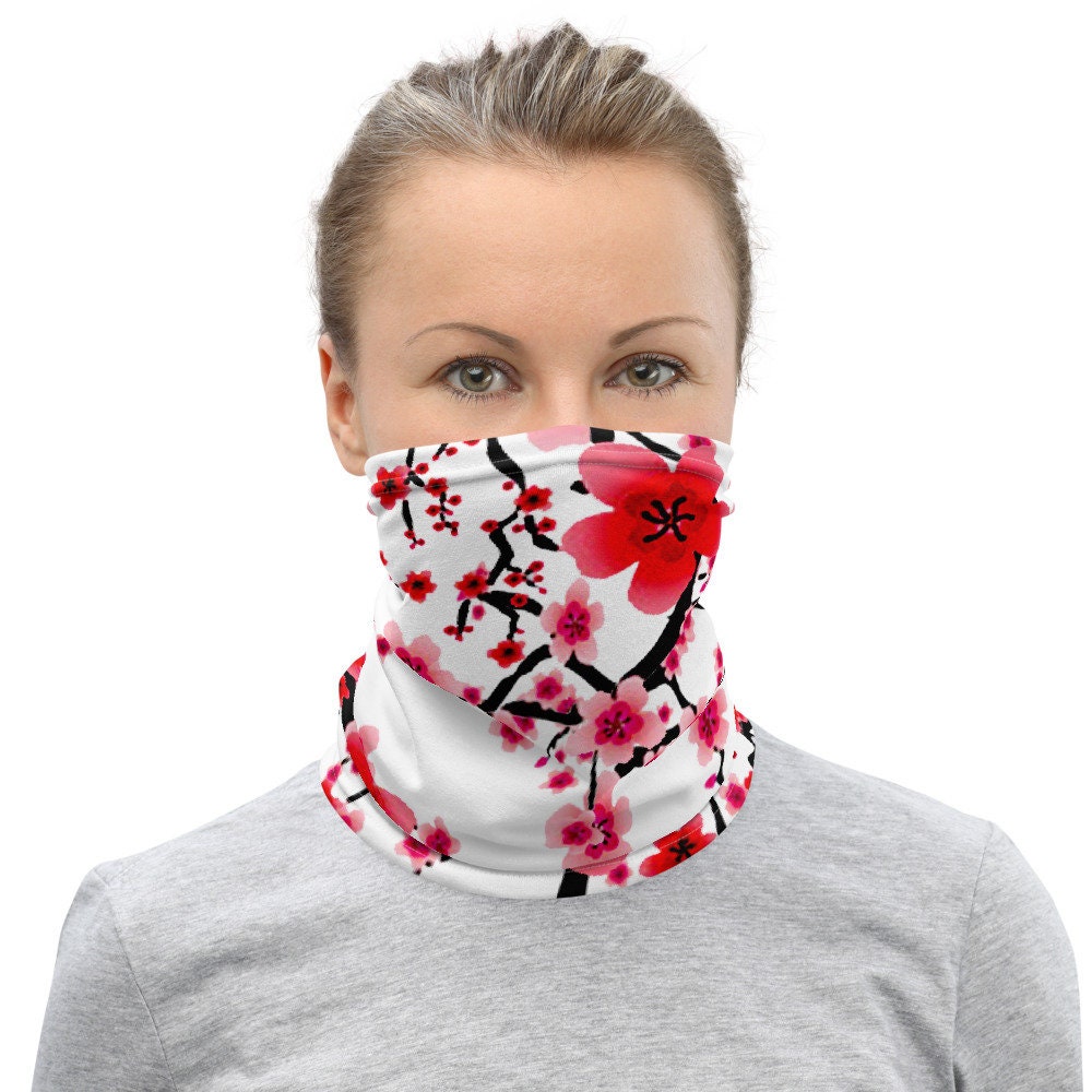 Face Mask Neck Gaiter Cherry Blossom Flower Floral Print
