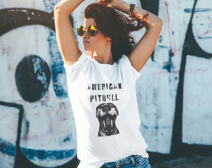 Pitbull T-SHIRT American PITBULL Top T-Shirt Womens STATEMENT T-Shirt Long Body Top Trendy Urban Summer Clothing Designer Fashion Clothing