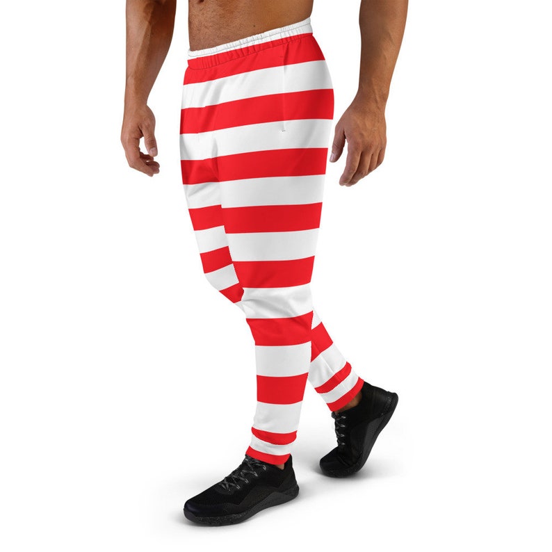 CANDY CANE JOGGERS Red and White Striped Christmas Pajama Pants for Men