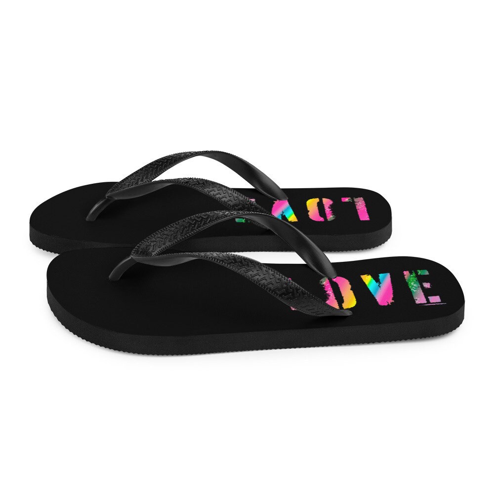 LOVE FLIP FLOPS Womens or Mens Unisex Flip-Flops Rainbow Ombre Love ...