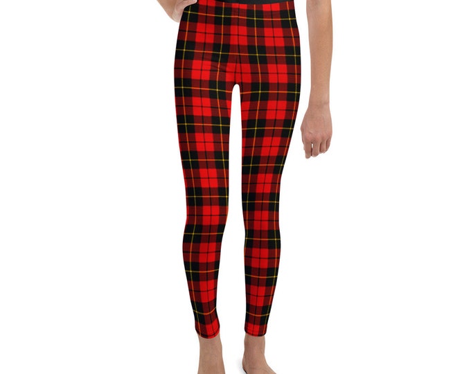 RED PLAID LEGGINGS Girls Youth Leggings Red Tartan Plaid Leggings for Girls Clothing Kids Leggings Junior Girl Leggings Christmas Leggings