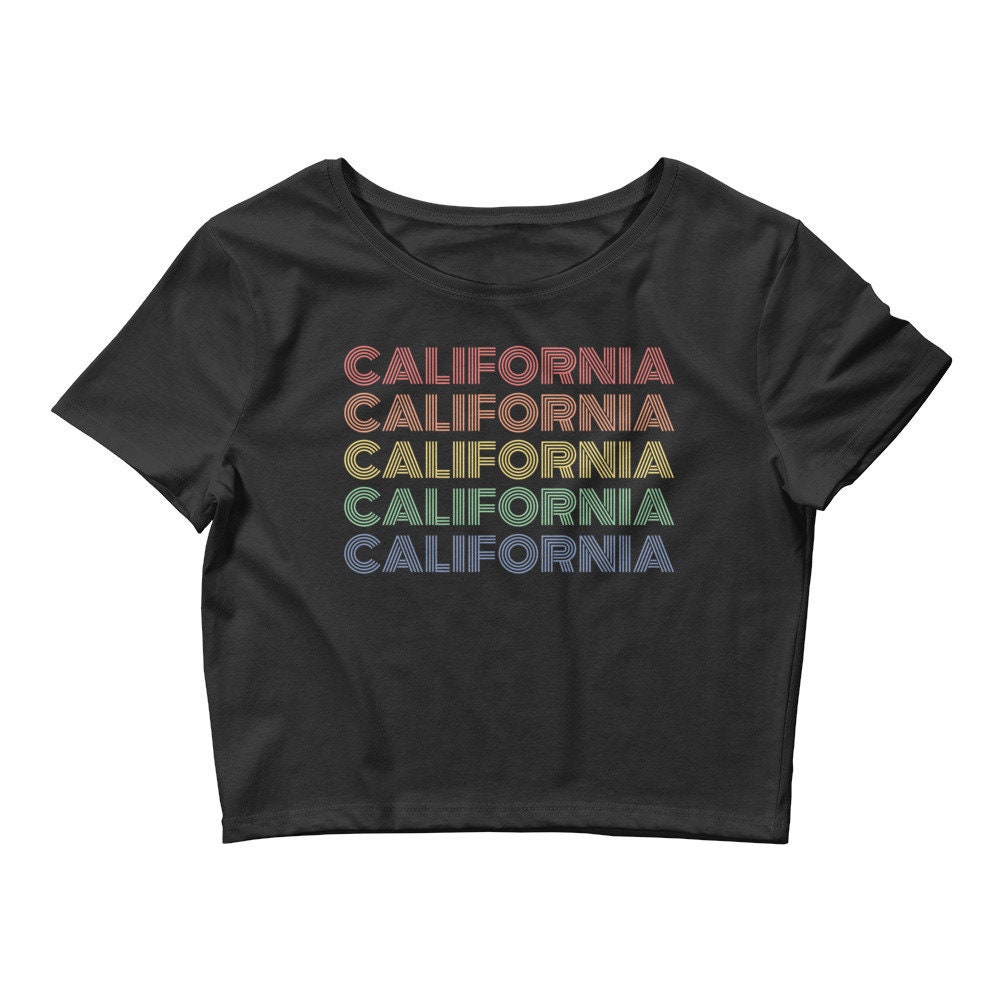 California Retro Crop Top, Womens Underboob Tee, West Coast Sexy