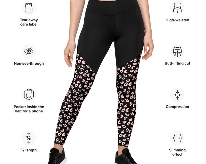 Sports Leggings WOMENS Yoga Leggings COMPRESSION LEGGINGS Womens Yoga Pants Work Out Leggings Workout Clothing Cheetah Print Leggings