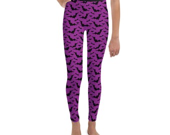 GIRLS LEGGINGS HALLOWEEN Leggings for Girls Young Girls Pre Teen Clothing Junior Leggings Youth Leggings Bat Print Halloween Leggings