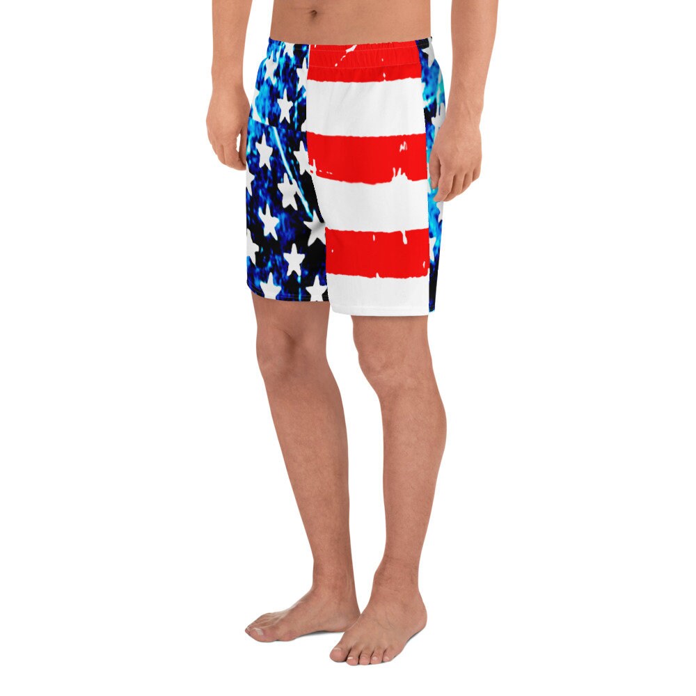 AMERICAN FLAG SHORTS Stars and Stripes Red White and Blue Men's ...