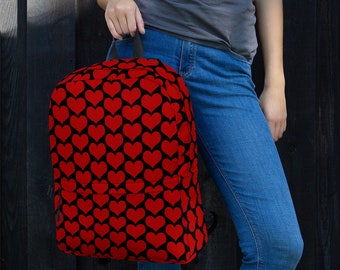 Red Hearts Backpack: Water-resistant Kids Book Bag - Etsy display picture 3