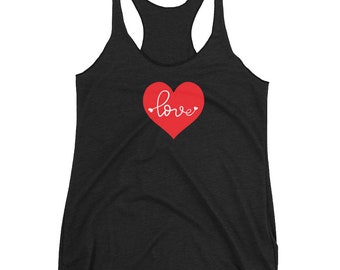 VALENTINE'S DAY Tank TOP Love Heart Tank Top Women's Racerback Tank Top Work out Tank Top Gift for Her Valentine's Day Top Gift for Her Yoga