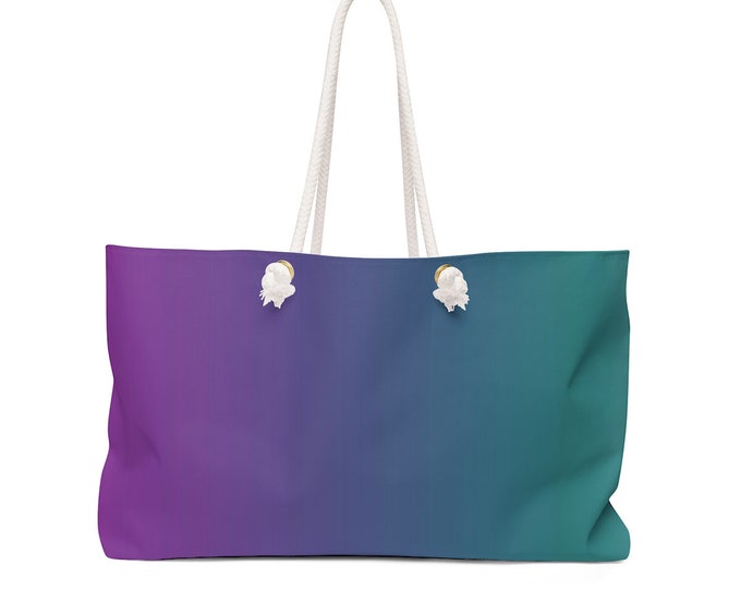 BEACH BAG Purple Ombre Tote Weekender Bag Teal Ombre Oversized Tote Bag Travel Bag Travel Tote Yoga Bag Gym Bag Gift for Her Summer Tote Bag