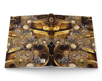 STEAMPUNK JOURNAL Hardbound Notebook Stationary Hardcover 150 Lined Pages Gift Manifestation Diary Gratitude Journal Adventure Book Planner