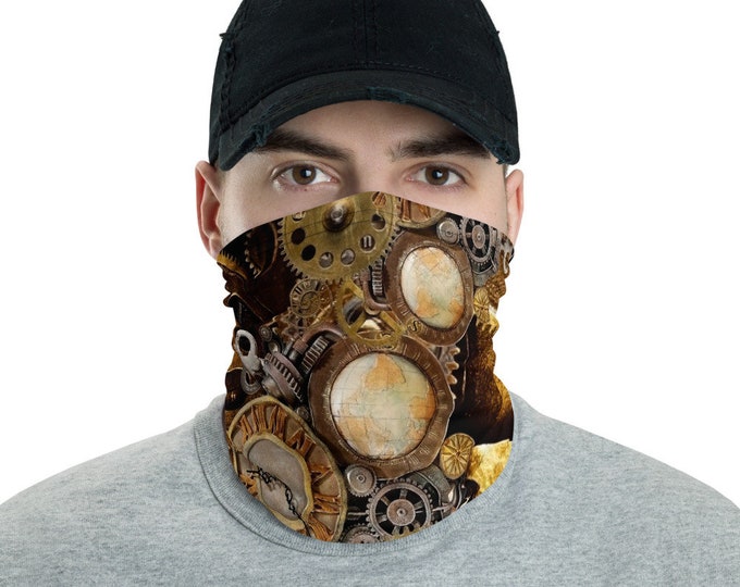 STEAMPUNK FACE SCARF Steam Punk Mask For Men or Women Unisex Face Mask Steampunk Accessories Neck Gaiter Protective Scarf Face Covering