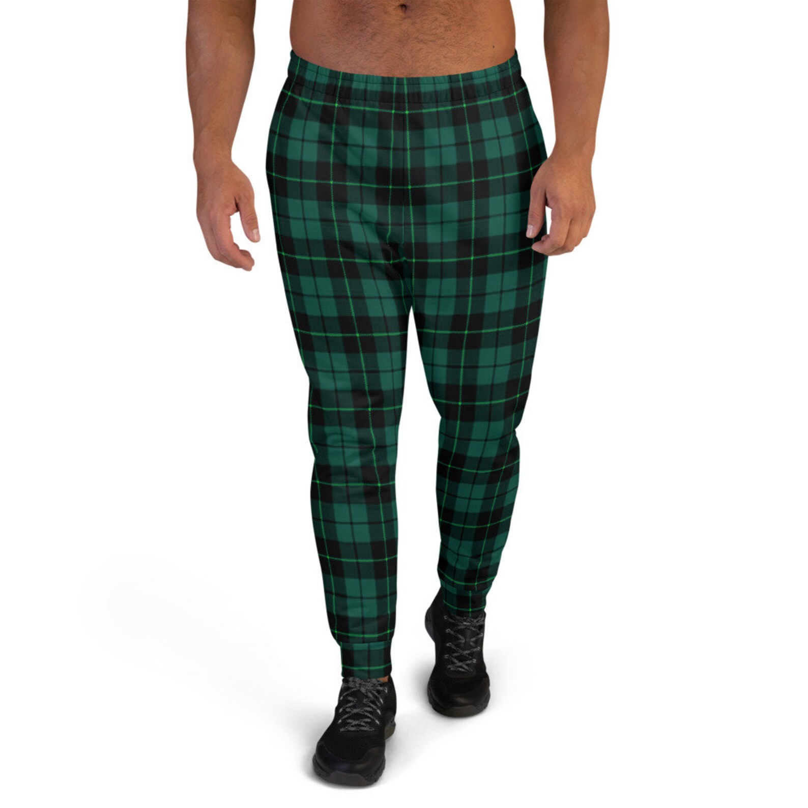 Green TARTAN PLAID JOGGERS Mens Womens Joggers Christmas - Etsy