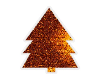 Christmas Tree GOLD Christmas TREE STICKER Transparent Cut out Kiss-Cut Stickers