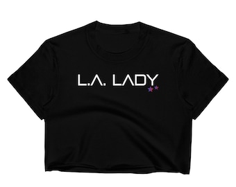 L.A. Lady CROP TOP Damen Crop Top Damen Cropped T-Shirt Crop Top Crop Top T-Shirt Bauch Shirt Work Out Kleidung Streetwear Urban Sexy Top