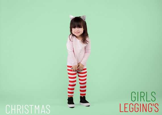 CHRISTMAS Leggings CANDY CANE Leggings for Kid s Leggings Red and