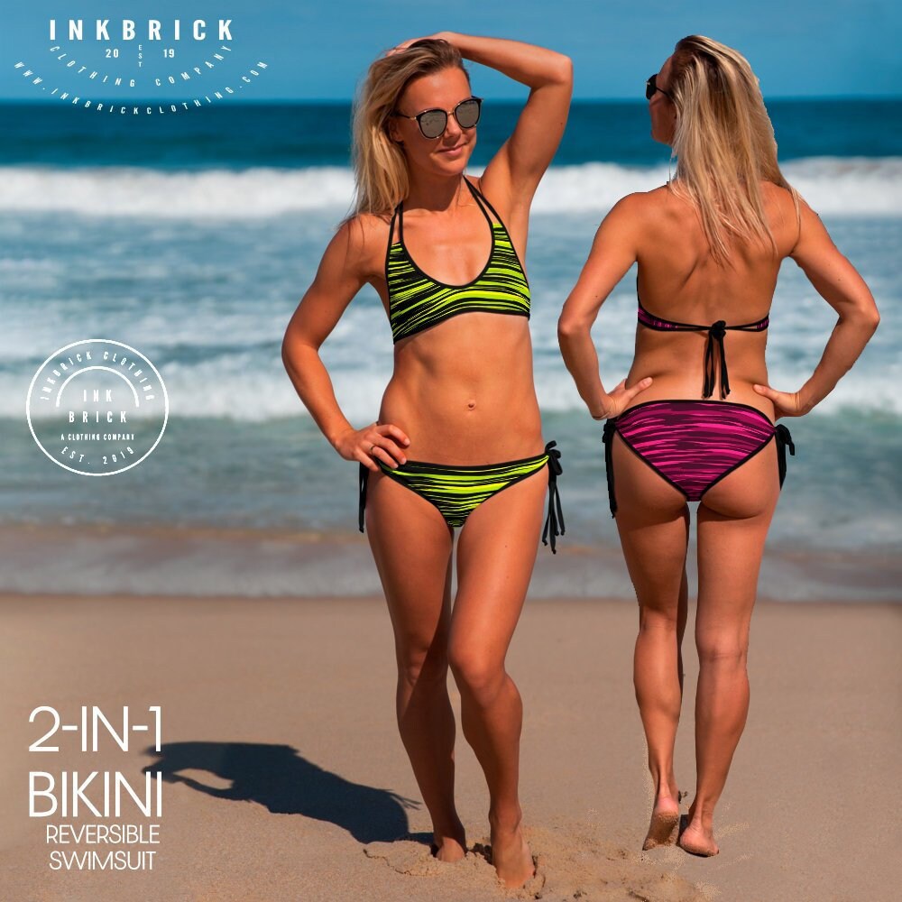 Bikini Reversible CAMOUFLAGE Bikini for Women Two Piece Convertible Camo  Bikini Swimsuit Two Piece Swimwear for Women Rave Clothing